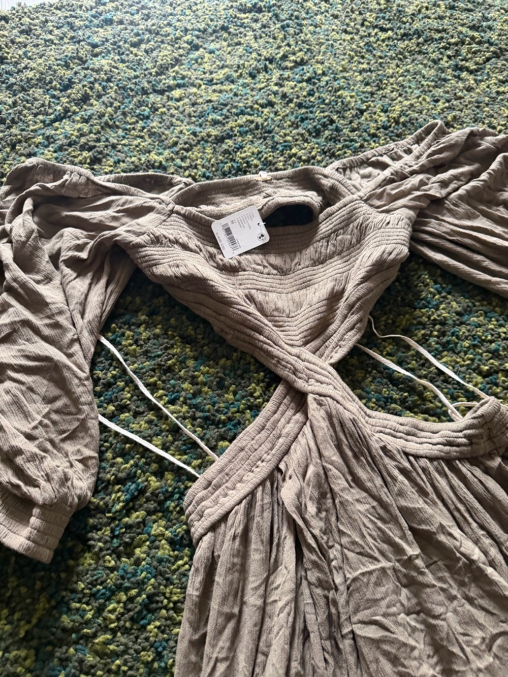 Free People Cross My Heart Cut-out Olive Brown High-Low Maxi Dress - Picture 5 of 6